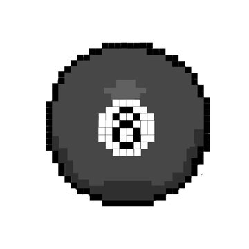 Retro 8-bit pixel art 8-ball billiard icon for arcade game design