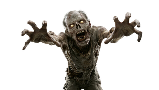 Terrifying Zombie Reaching Out with Glowing Eyes