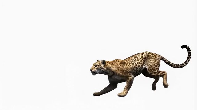 Swift cheetah sprinting across a white background captured in motion sequence