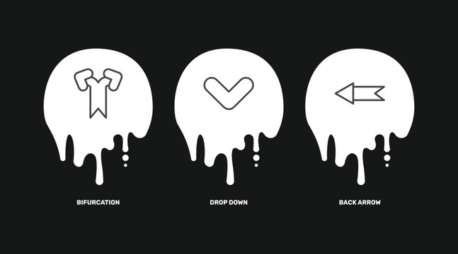 user interface icon set with bifurcation, drop down, back arrow signs in flat outline style