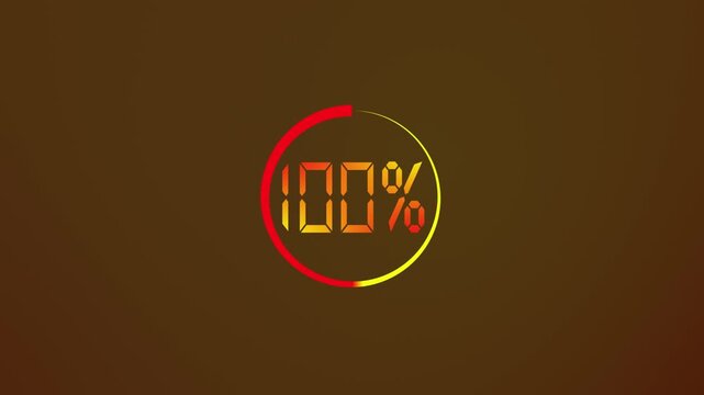 Orange digital loading percentage counter circle on brown background progress