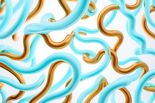Golden eels swimming in blue water