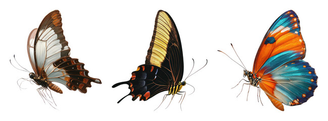 Naklejka premium PNG Colorful butterflies in flight on transparent background