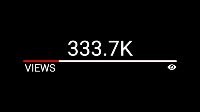 views count rising 4k animation, one million incoming followes counter video, 1M subscriber counter, views number of viral content aimation, animated 1M followers,like comment and views video.