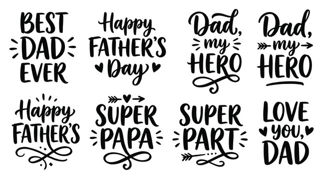 Best dad typography vector illustration set with super papa quotes for shirt print card svg cut file