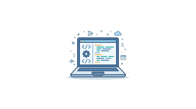 Laptop Computer Showing Code on Screen, Technology and Programming Concept