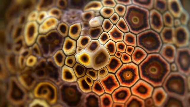 Golden honeycomb pattern with bees in motion