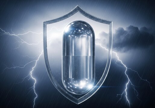 Pill protected by a shield during a thunderstorm