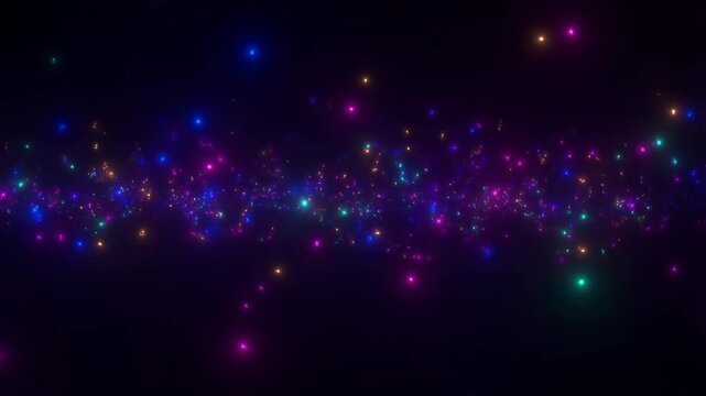 Colorful particle lights dancing in dark infinite space