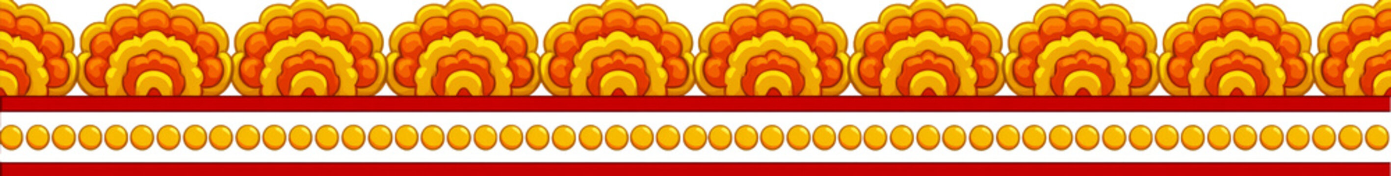 Decorative border with floral and bead elements
