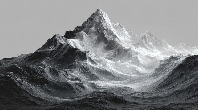 Dramatic mountain seascape 3d rendered