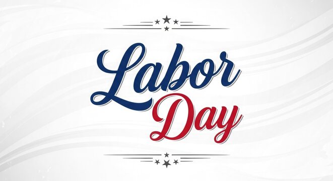 Labor day typography illustration with stars and swirls