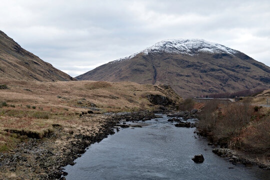 The River Coe and Meall Mor, Glencoe, Scottish Highlands.