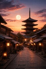 Fototapeta premium Serene evening in historic Kyoto.