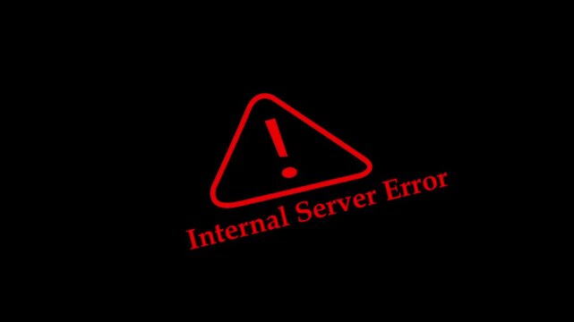 Animated internal server error warning sign with flashing red and white alert triangle for website maintenance, digital system failure, network connectivity issues, and technical troubleshooting ui