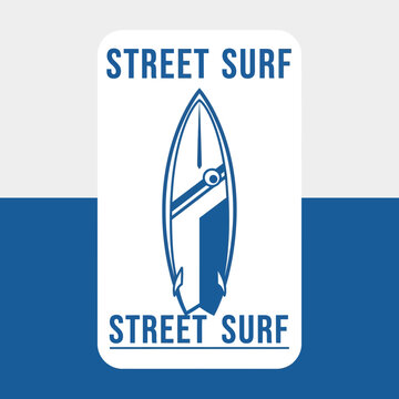 Street Surf Graphic Emblem Featuring A Stylized Surfboard Design