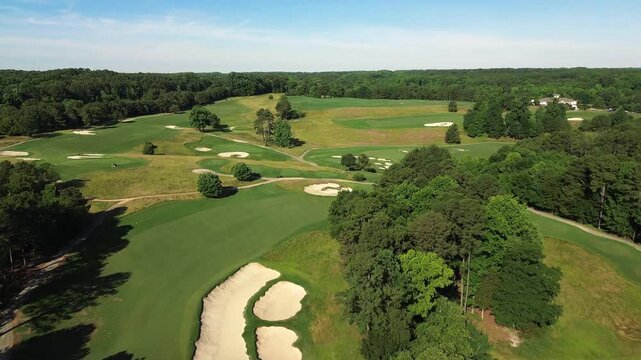Aerial shot of the Lonnie Poole golf course on the NC State Centennial campus in Raleigh