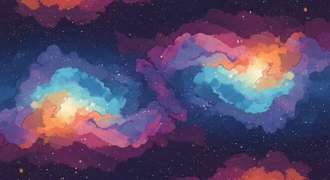 Vibrant nebulae in deep space.