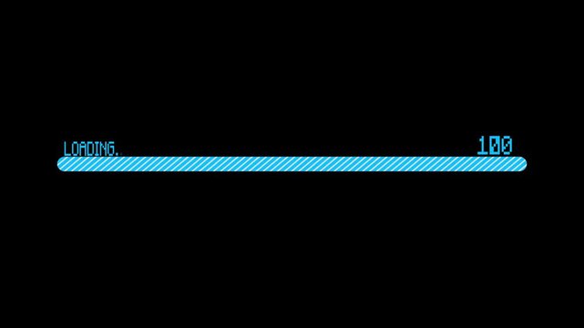 Digital loading progress bar 39 percent on black background percentage blue