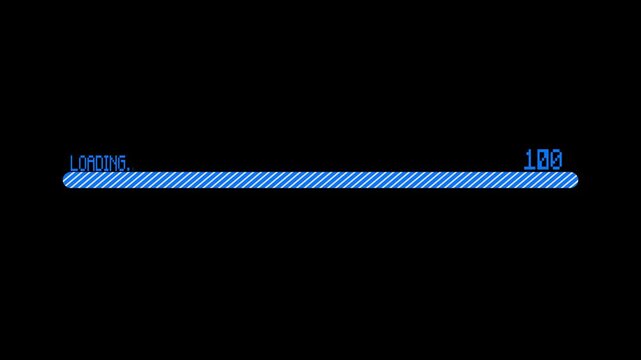 Digital loading progress bar 39 percent on black background percentage blue