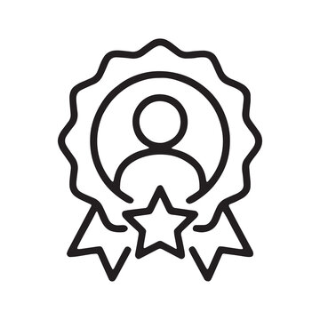 Customer loyalty and employee recognition badge icon with star symbol customer employee corporate