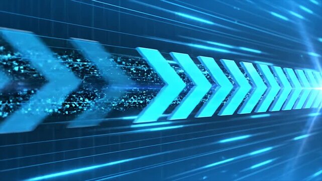 Blue perspective arrows with bright light flare