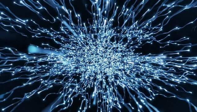 Abstract blue digital network representing high-speed data transmission and global connectivity through fiber optic technology