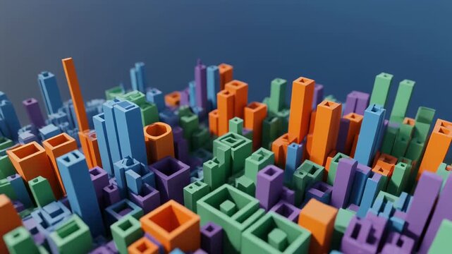 Abstract 3d isometric cityscape animation loop seamless