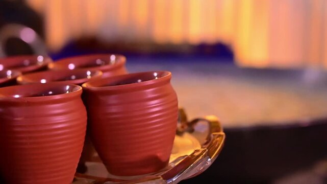 Traditional Indian Wedding Catering Plates and Decorative Food Dish Arrangement