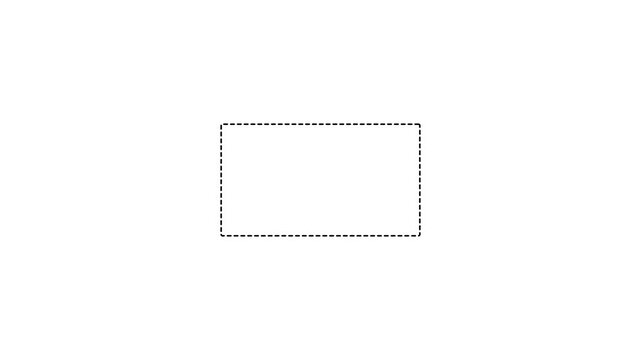 Animated Black Dashed Rectangle Frame on White Background
