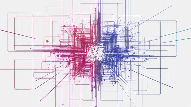 Abstract data flow visualization with dynamic network lines