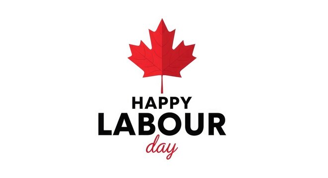 Happy labour day canada graphic with maple leaf