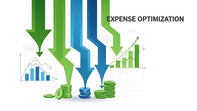 Expense optimization, financial analysis, business strategy, cost reduction concept