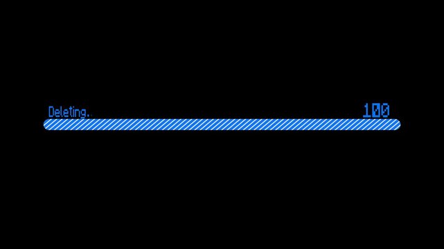 Blue deleting progress bar showing thirty nine percent completion loading
