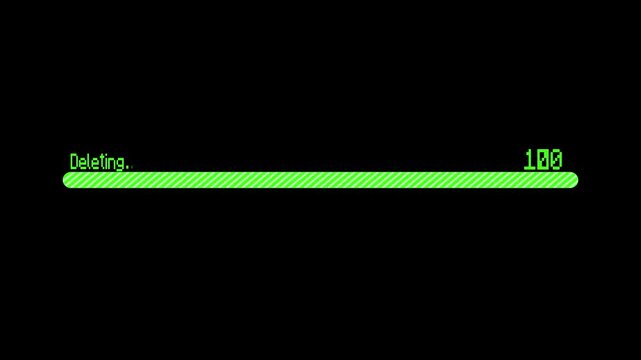 Green deleting progress bar showing thirty nine percent completion loading