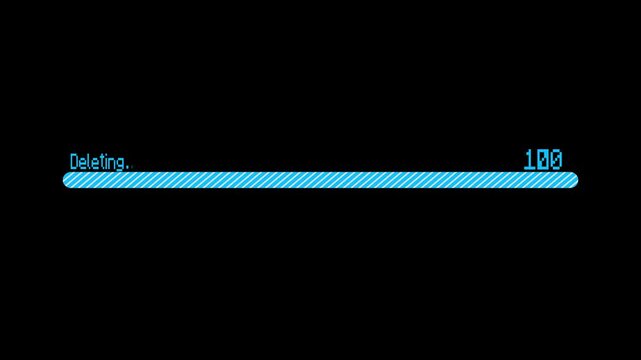 Blue deleting progress bar showing thirty nine percent completion loading