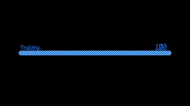Blue finalizing progress bar showing thirty nine percent completion loading