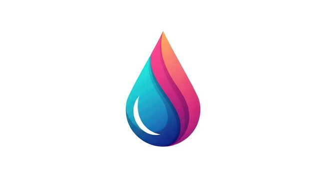 Vibrant three dimensional droplet logo with swirling colors