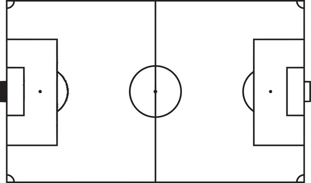 Soccer field diagram with penalty arcs and goal areas