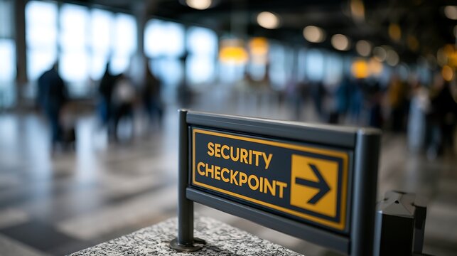Awesome photo of security Checkpoint sign at an airport terminal entrance.