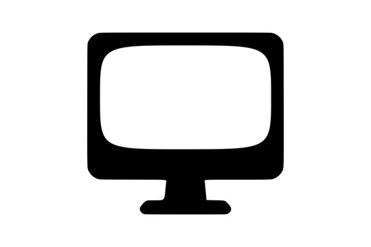 a black and white silhouette of a computer monitor or monitor ,black, computer, computer monitor, icon, monitor, screen, silhouette 