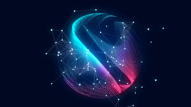 Space data tunnel, vortex abstract wormhole, futuristic 3D digital network concept. 3D rendering.