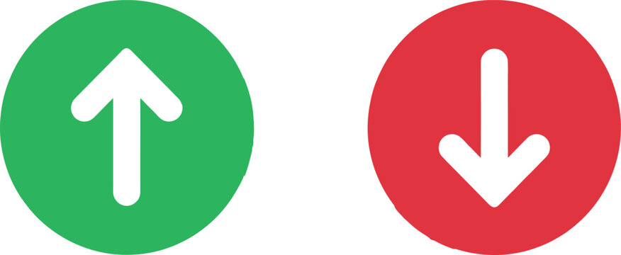 Green up arrow and red down arrow icons in circles
