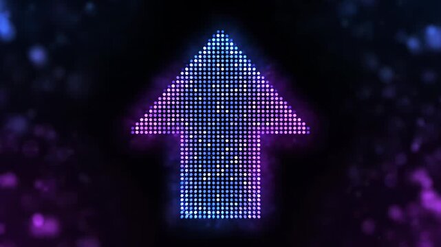 Single purple glowing dotted arrow pointing up.
