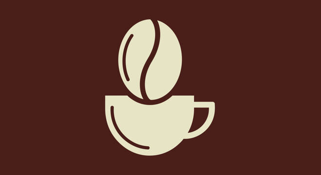 Iconic Coffee Bean Nestled on Top of a Stylized Cup with a Rich Brown Aesthetic