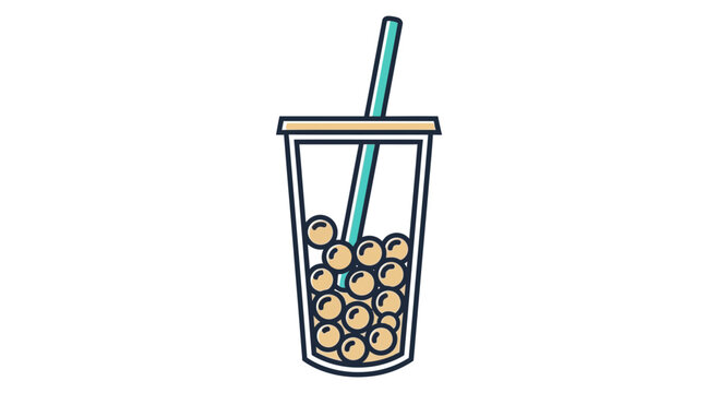Illustration Of A Refreshing Bubble Tea Drink With a Straw Isolated on White Background