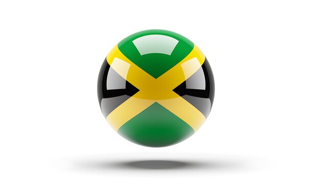 Jamaican flag on a glossy sphere