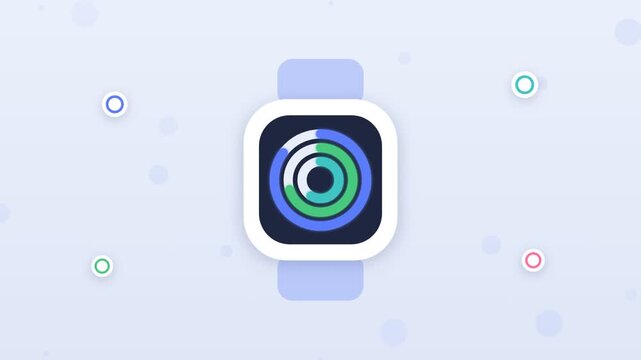 Flat design cycling fitness tracker with bike route and heart ring