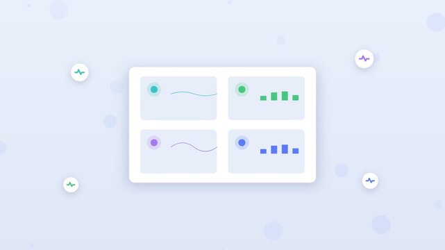 Flat design heart rhythm analysis with ECG entering an AI dashboard