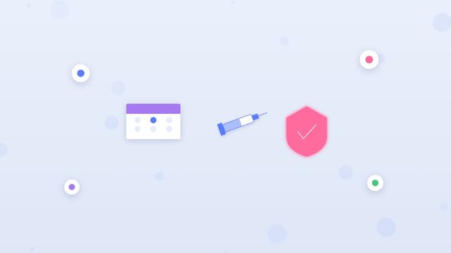 Flat design vaccine center workflow registration to shield